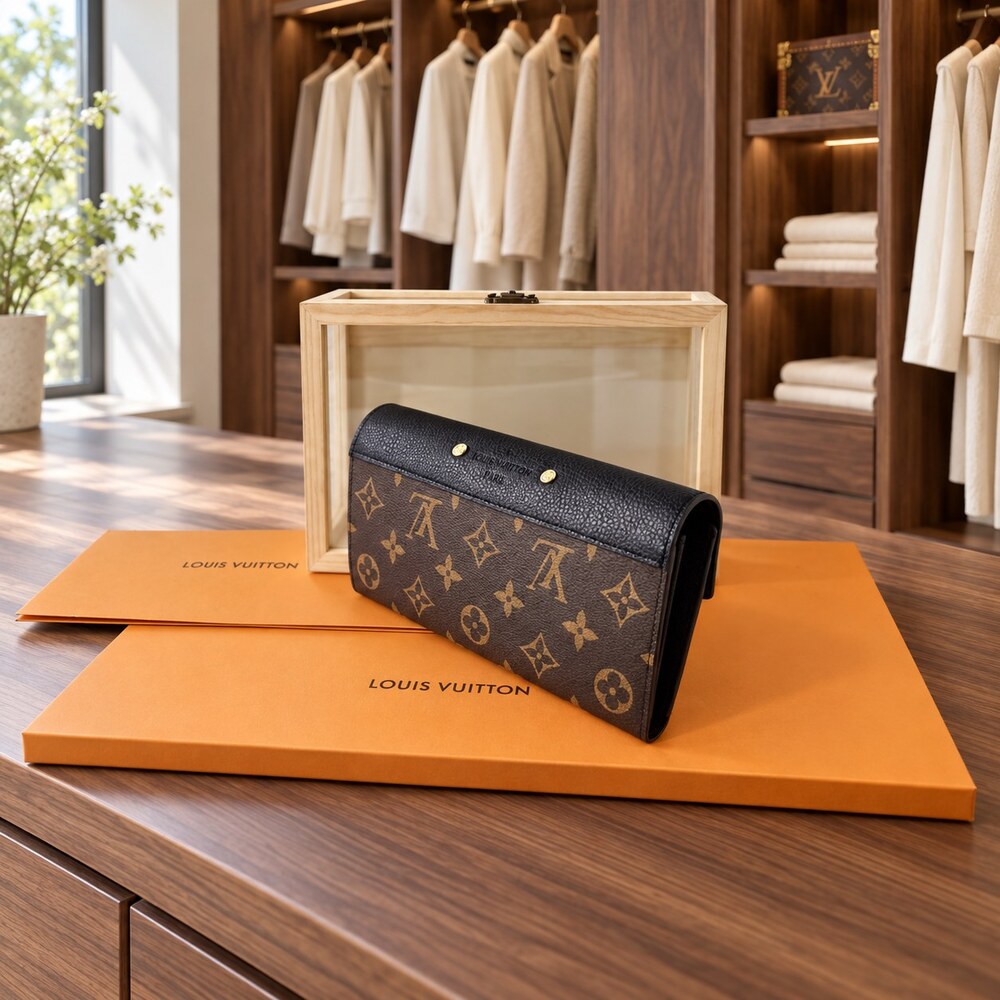 Louis Vuitton Monogram Portefeuille Juliette Long Wallet in Black - Picture 4 of 6